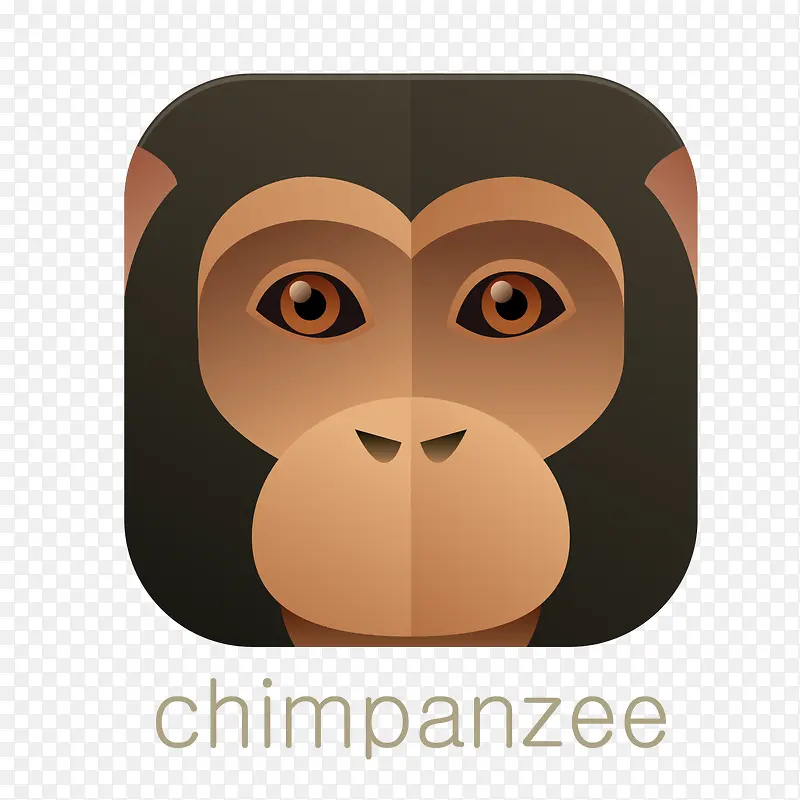 黑猩猩方形动物矢量图标
