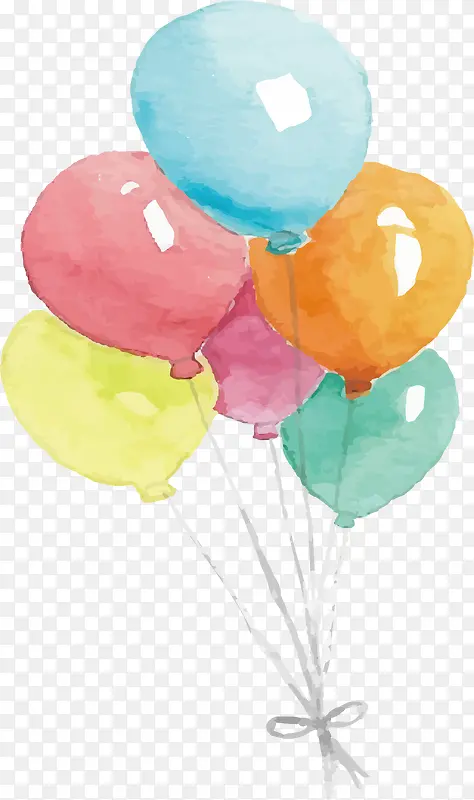 水彩彩色气球