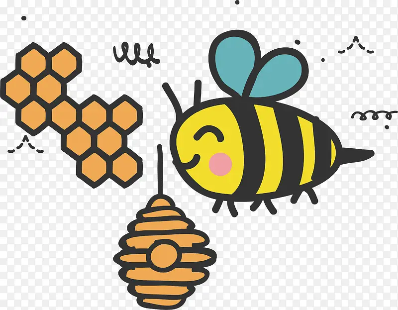 蜜蜂矢量时尚卡通春天可爱插图