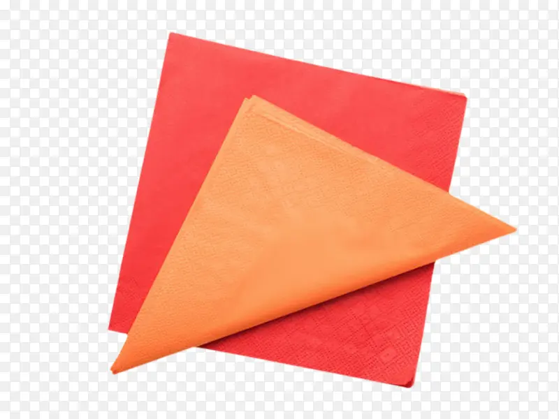 红橙色折叠着餐巾纸实物