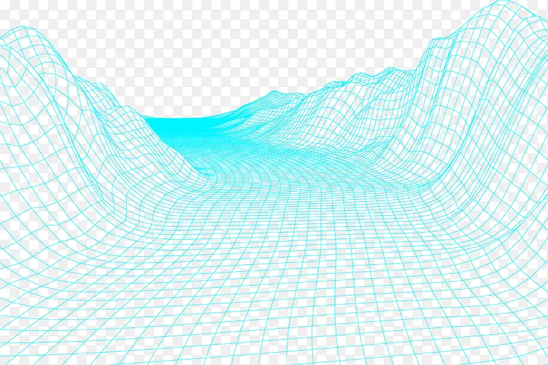 蓝色网格科技感抽象地面线条矢量