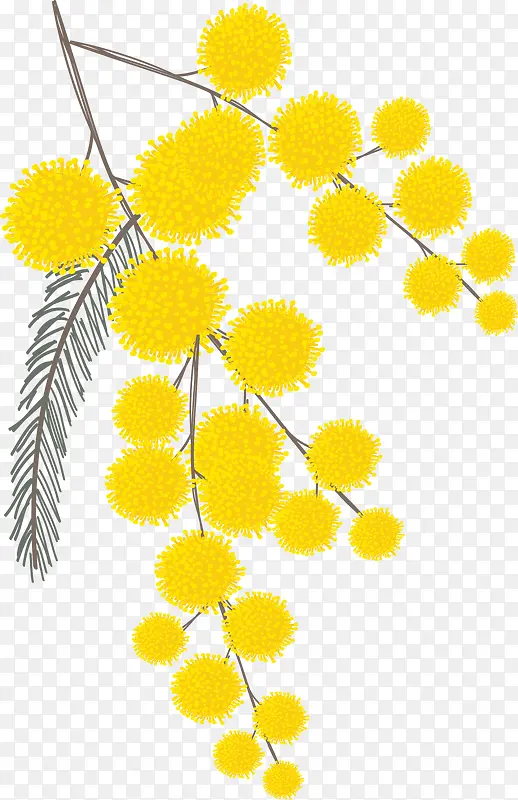树丛卡通矢量黄色球状含羞草