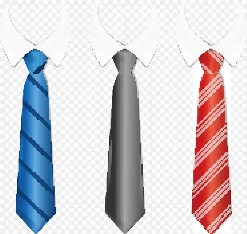 三个颜色的领带矢量图