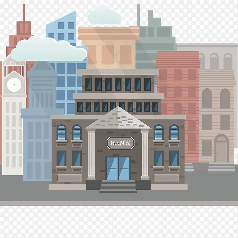 扁平城市中的银行插图
