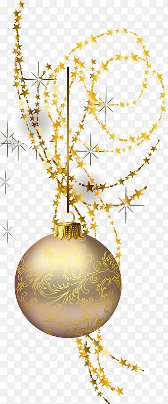 金黄色圣诞吊球装饰图
