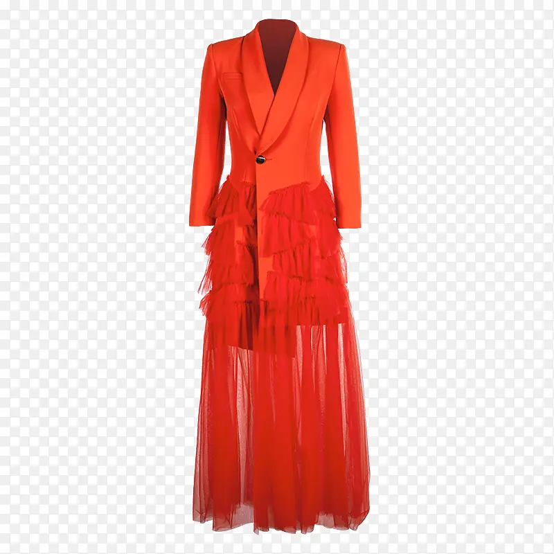 红色蓬蓬裙晚礼服