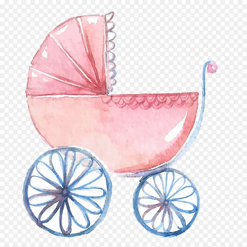 粉色可爱卡通婴儿车