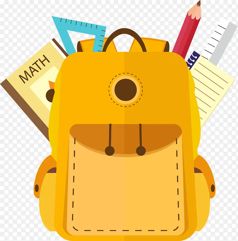 中小学生开学日装满的书包