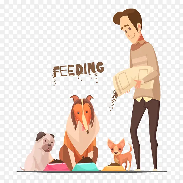 给宠物狗喂食卡通图
