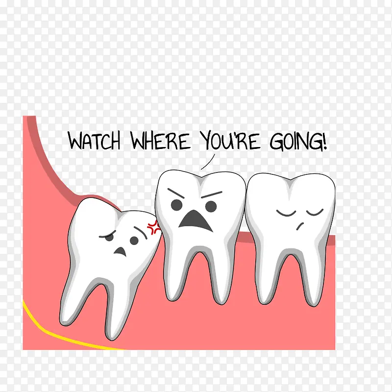 卡通手绘智齿阻生其他牙齿牙科插