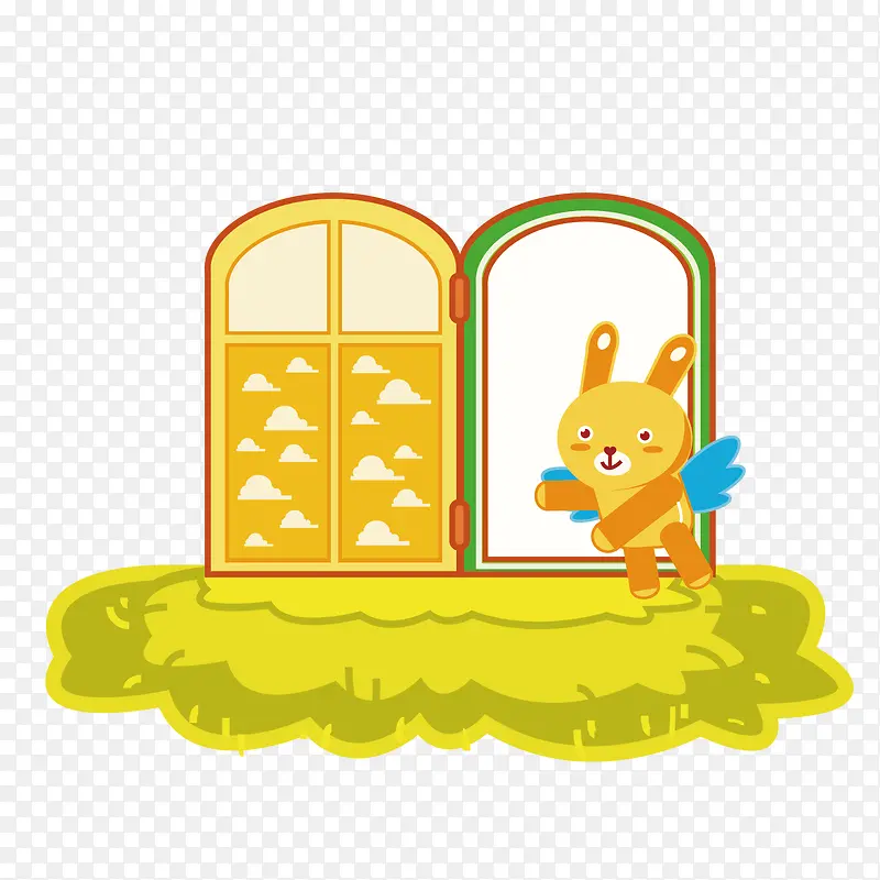 矢量卡通小兔子开门PNG图片素材下载_图片编号qggmjbzq-免抠素材网