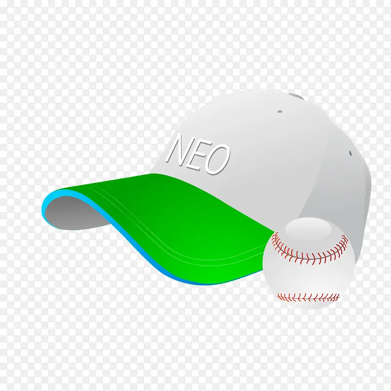 卡通棒球帽和棒球设计