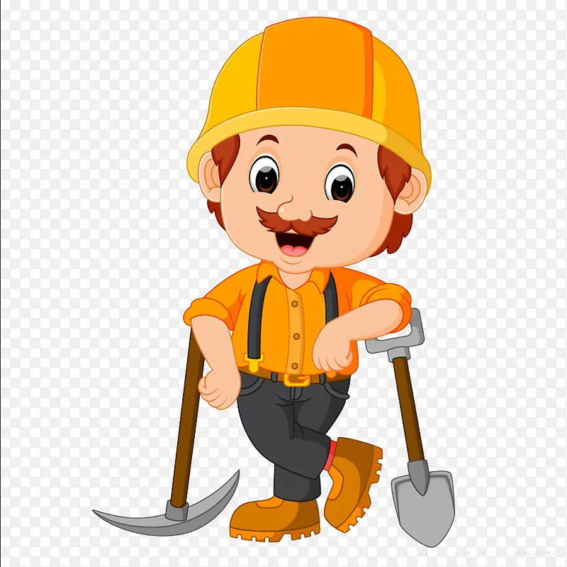 卡通矿工工具机械黄色logo