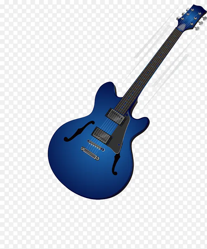 矢量手绘蓝色吉他