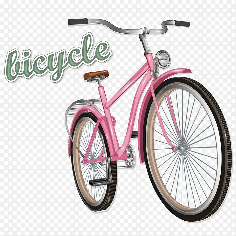 卡通粉色自行车