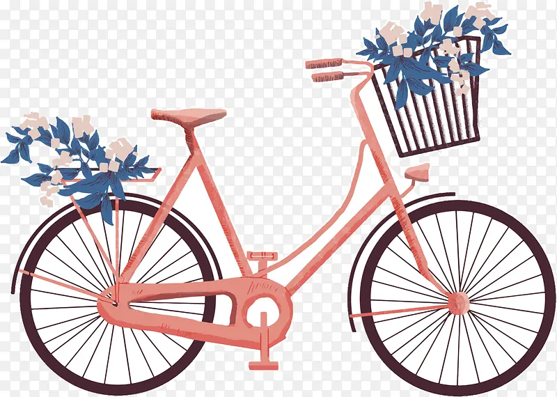 春暖花开粉色自行车