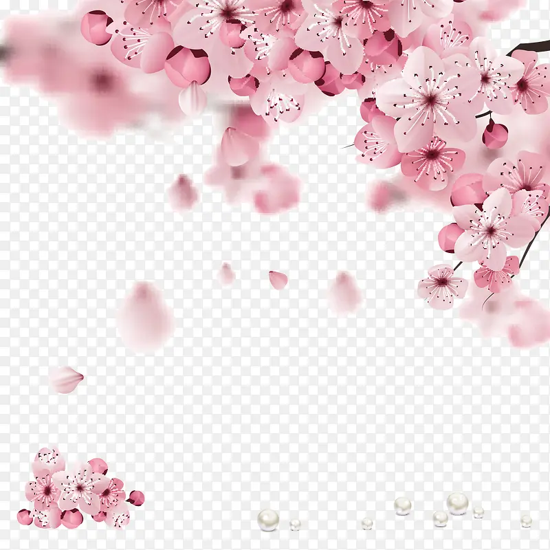 矢量粉色日本樱花
