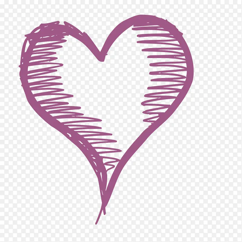 紫色线条涂鸦爱心