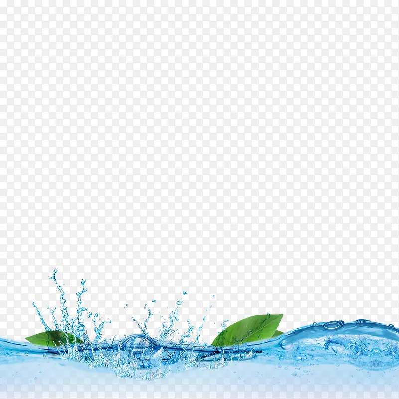 水效果元素绿叶漂浮