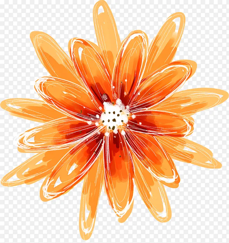 橙色油画花朵