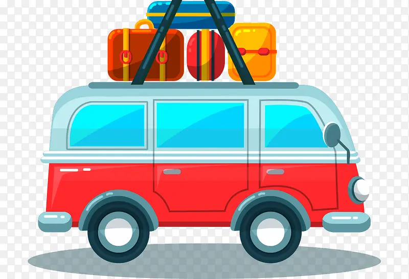 可爱插图驾车旅行休旅车