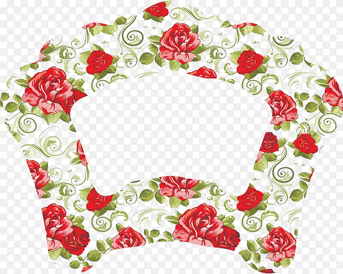玫瑰花纹扇形边框