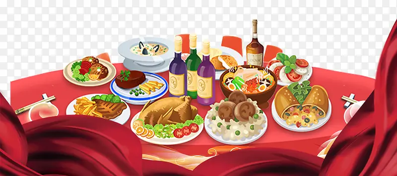 红色喜庆节日晚宴美食PNG图片素材下载_图片编号yzzrvozy-免抠素材网