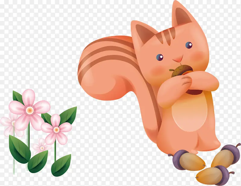 松鼠动物松子花背景素材
