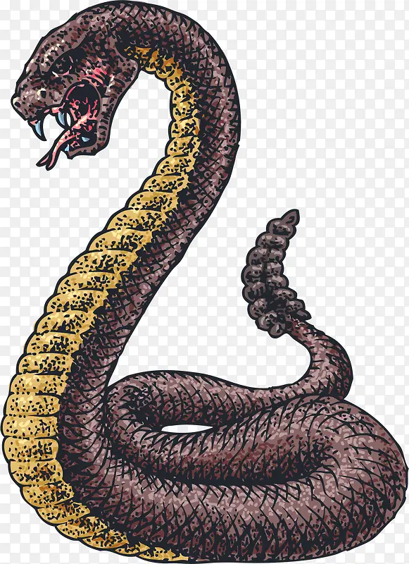 手绘棕色古老巨蛇