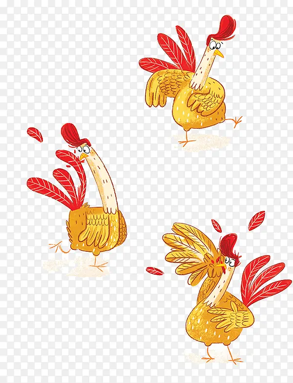 金色的公鸡长着红尾巴