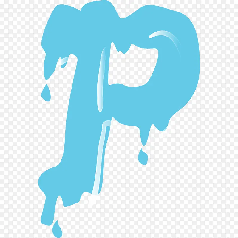 手绘蓝色融化英文字母P