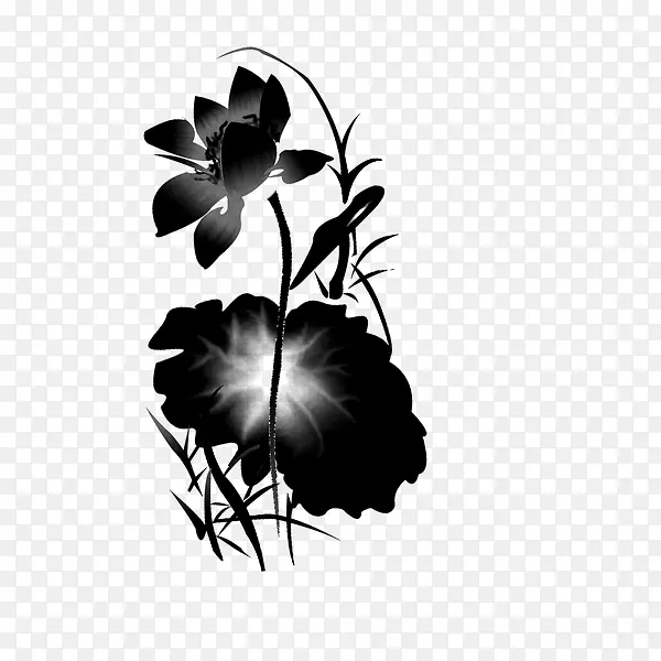 黑色水墨植物
