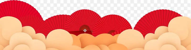 春节红色扇子装饰