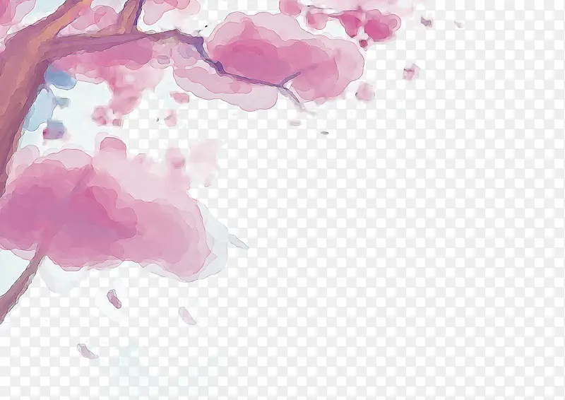粉色水墨树枝