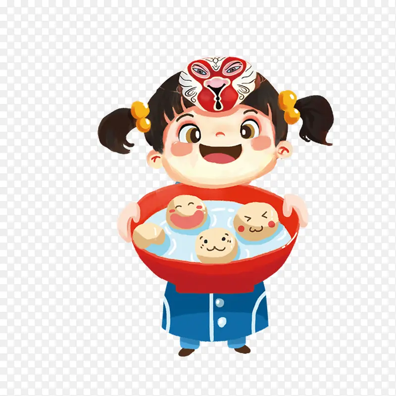 元宵节手绘小女孩