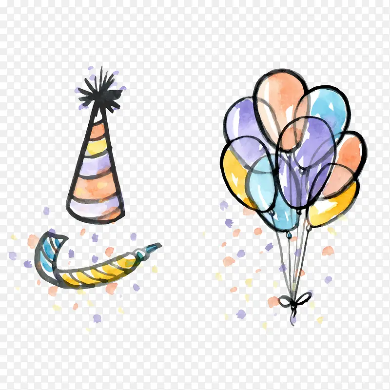 气球生日帽子彩色生日主题卡通素