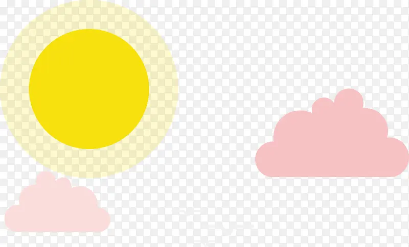 扁平卡通粉红色的云和太阳矢量图