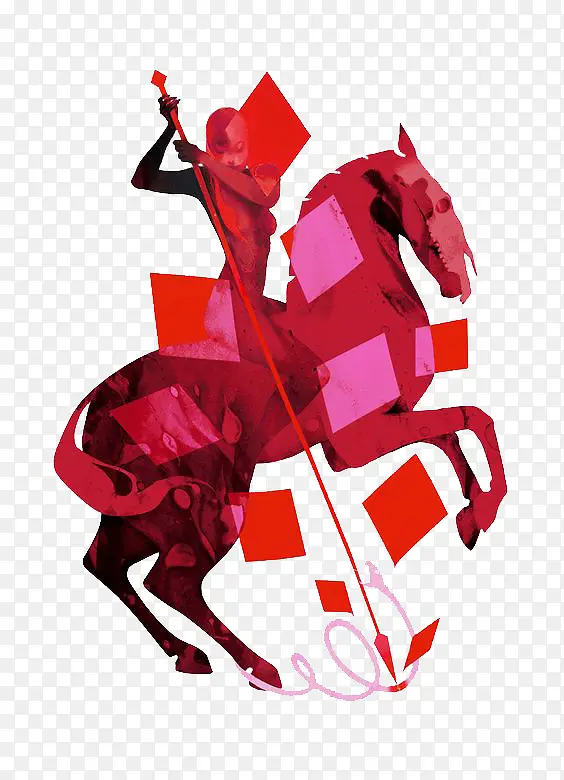 方块红色骑马战斗士