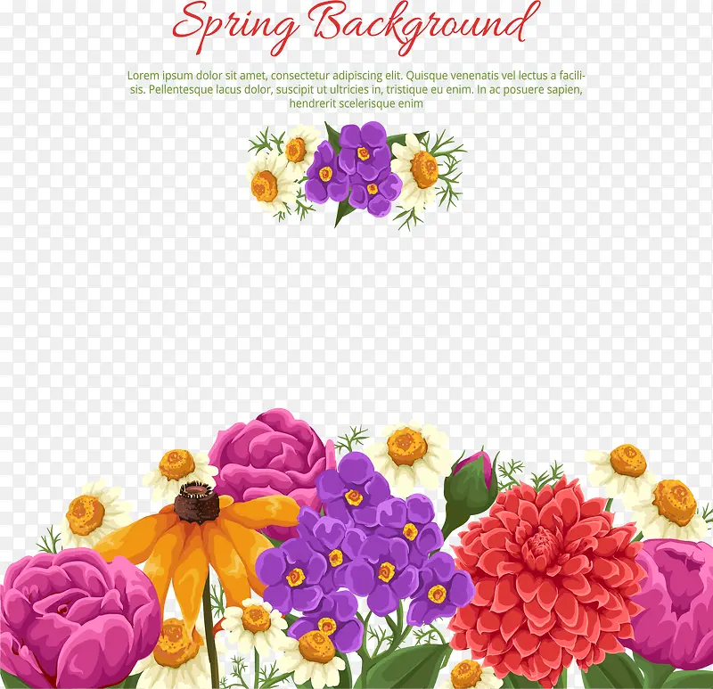 春季彩色花卉背景矢量素材