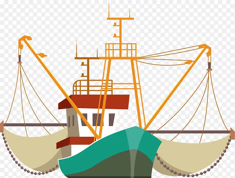 帆布卡通矢量大型渔船