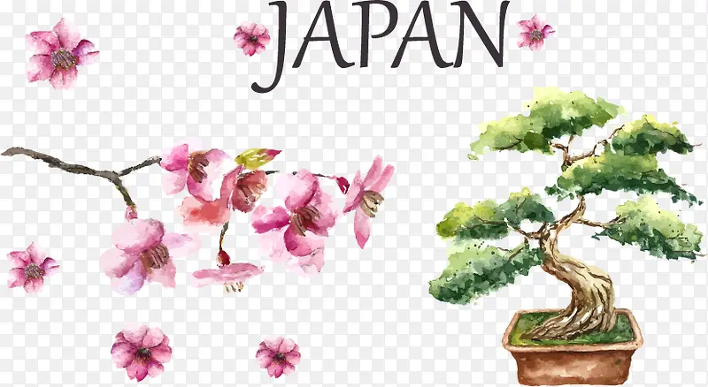 手绘水彩日本印象