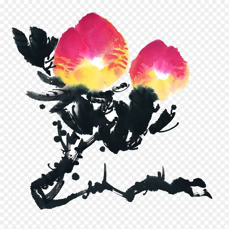 水墨画桃子60大寿