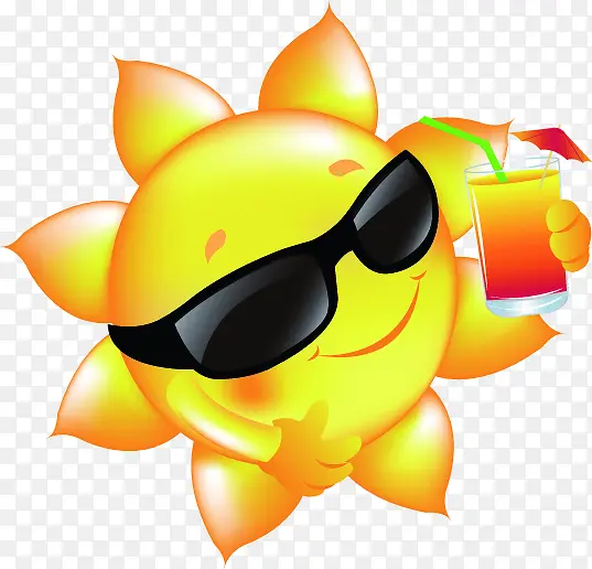 敲可爱的太阳公公喝饮料