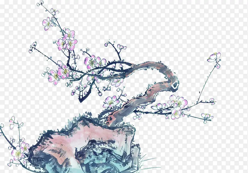 国画一枝腊梅
