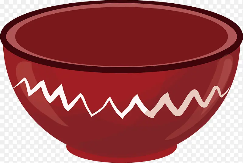 矢量图水彩红色的碗