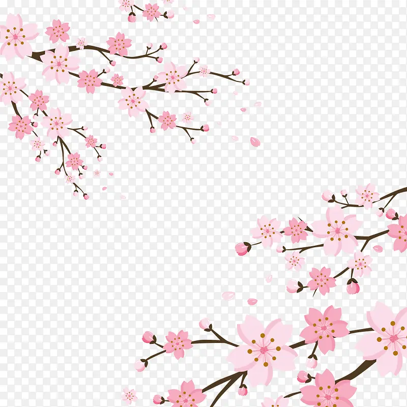 手绘春天粉色桃花装饰