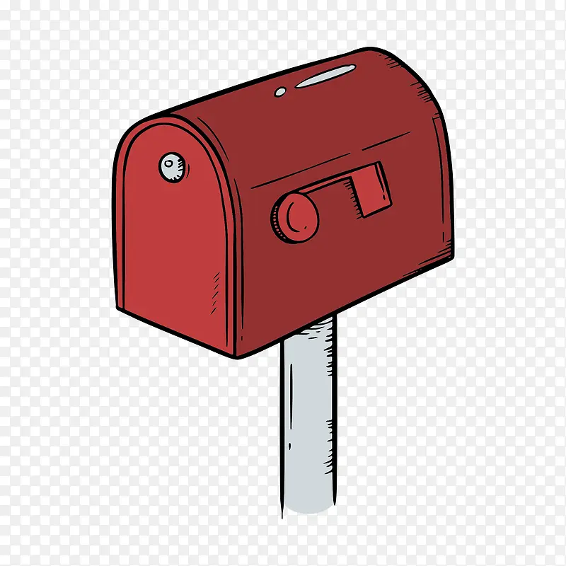 手绘红色的邮箱素材