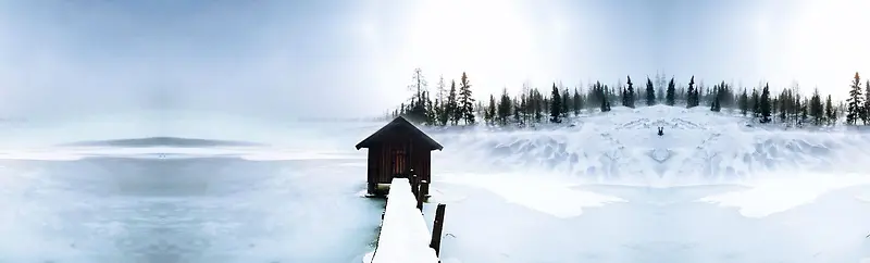 冬季雪景房子背景banner