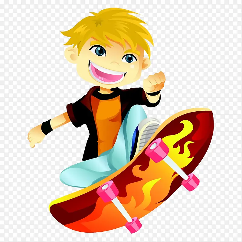 玩滑板运动的男孩