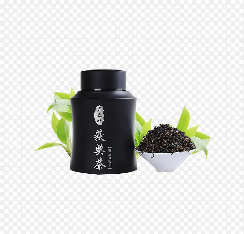 实拍黑色获奖茶茶叶罐产品实物